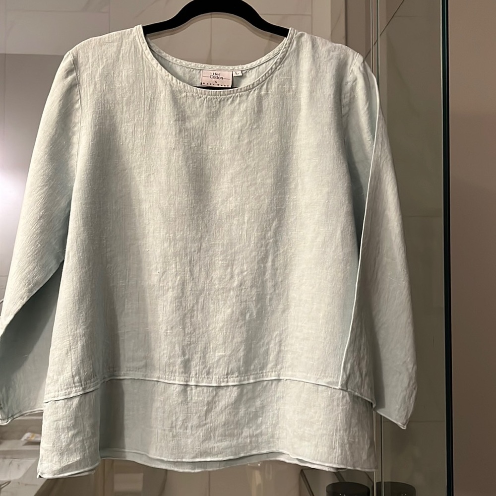 Aqua linen shirt